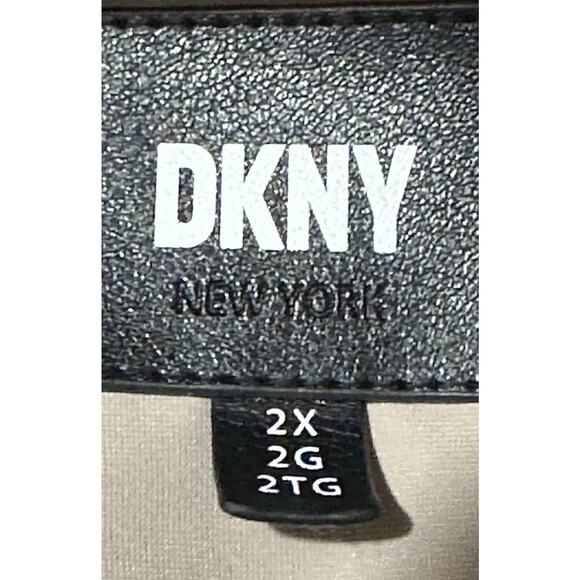 DKNY New York Women’s 2X Taupe Puffer Coat Faux Fur Hood Zip Front 2G 2TG - Picture 8 of 12